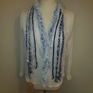 Blue & white "crazy" scarf